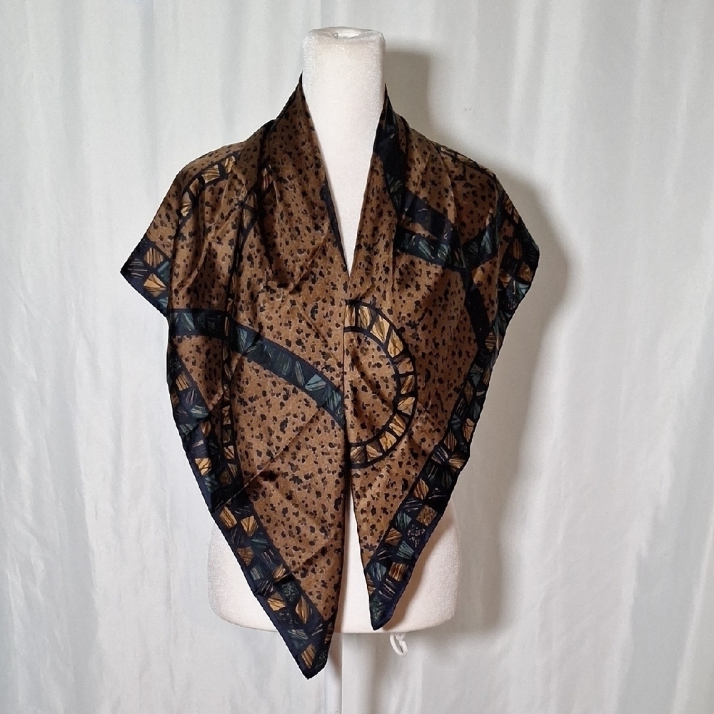 Brown and Black Patterned Scarf